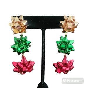 Festive Christmas Flower Drop Earrings, Elegant & Simple Style, Christmas Party